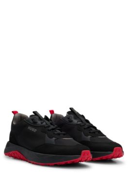 HUGO Mixed material trainers with EVA rubber outsole Black