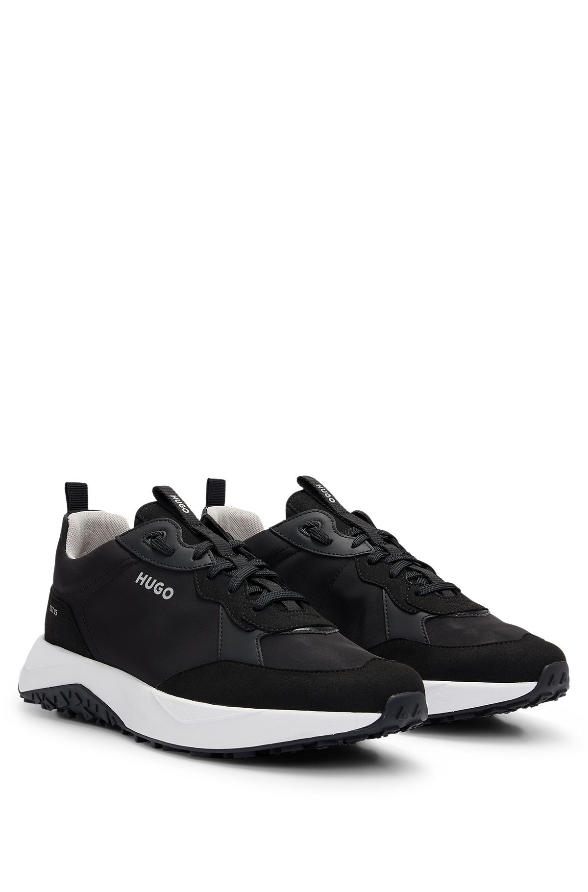 Mixed-material trainers with EVA-rubber outsole, Black
