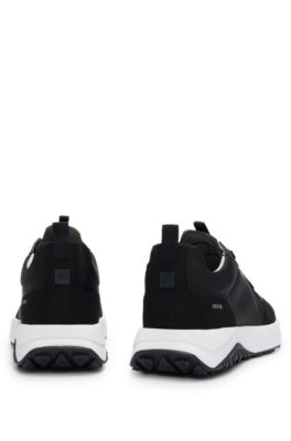 Mixed-material trainers with EVA-rubber outsole, Black