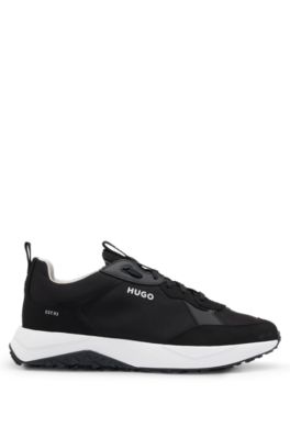 Mixed-material trainers with EVA-rubber outsole, Black
