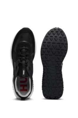 Mixed-material trainers with EVA-rubber outsole, Black