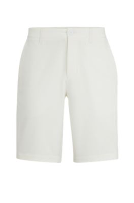 Hugo Boss Slim-fit Shorts In Water-repellent Easy-iron Fabric In White