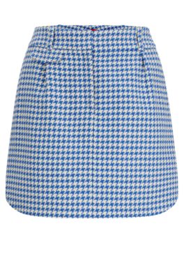 Hugo Houndstooth Mini Skirt In A Cotton Blend In Patterned