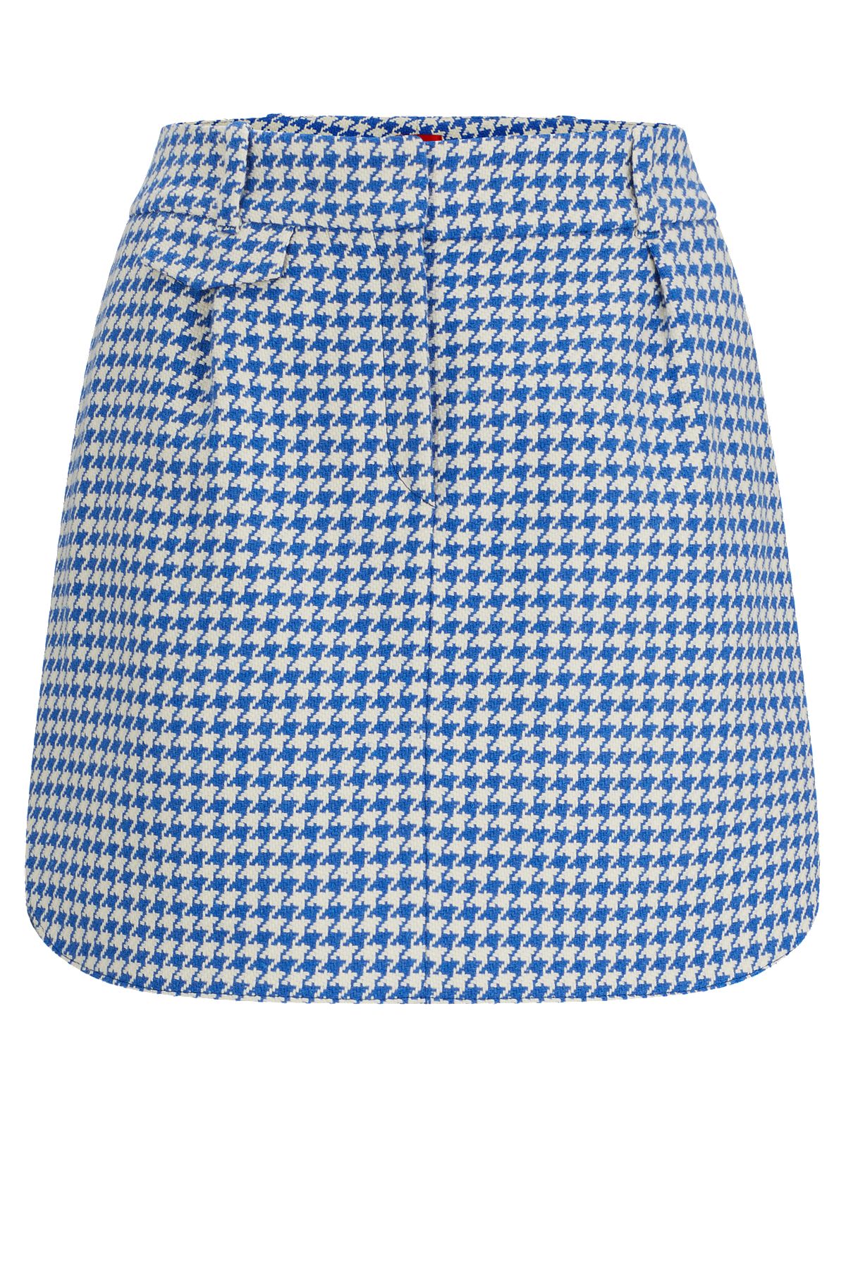 Houndstooth mini skirt in a cotton blend, Patterned