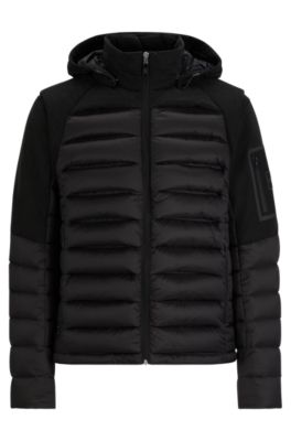 Hugo Boss Water-repellent Jacket With Detachable Sleeves And Hood In Black