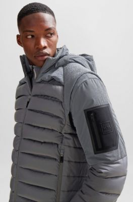 BOSS - Water-repellent jacket with detachable sleeves and hood - Grey