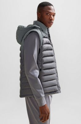 BOSS - Water-repellent jacket with detachable sleeves and hood - Grey