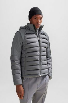 BOSS - Water-repellent jacket with detachable sleeves and hood - Grey