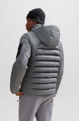 BOSS - Water-repellent jacket with detachable sleeves and hood - Grey