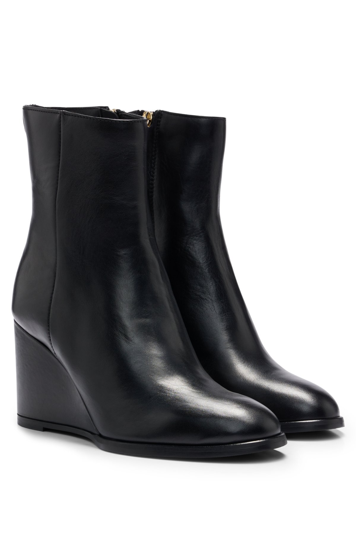 Certifikat græsplæne aborre BOSS - Italian-made ankle boots in leather with wedge heel