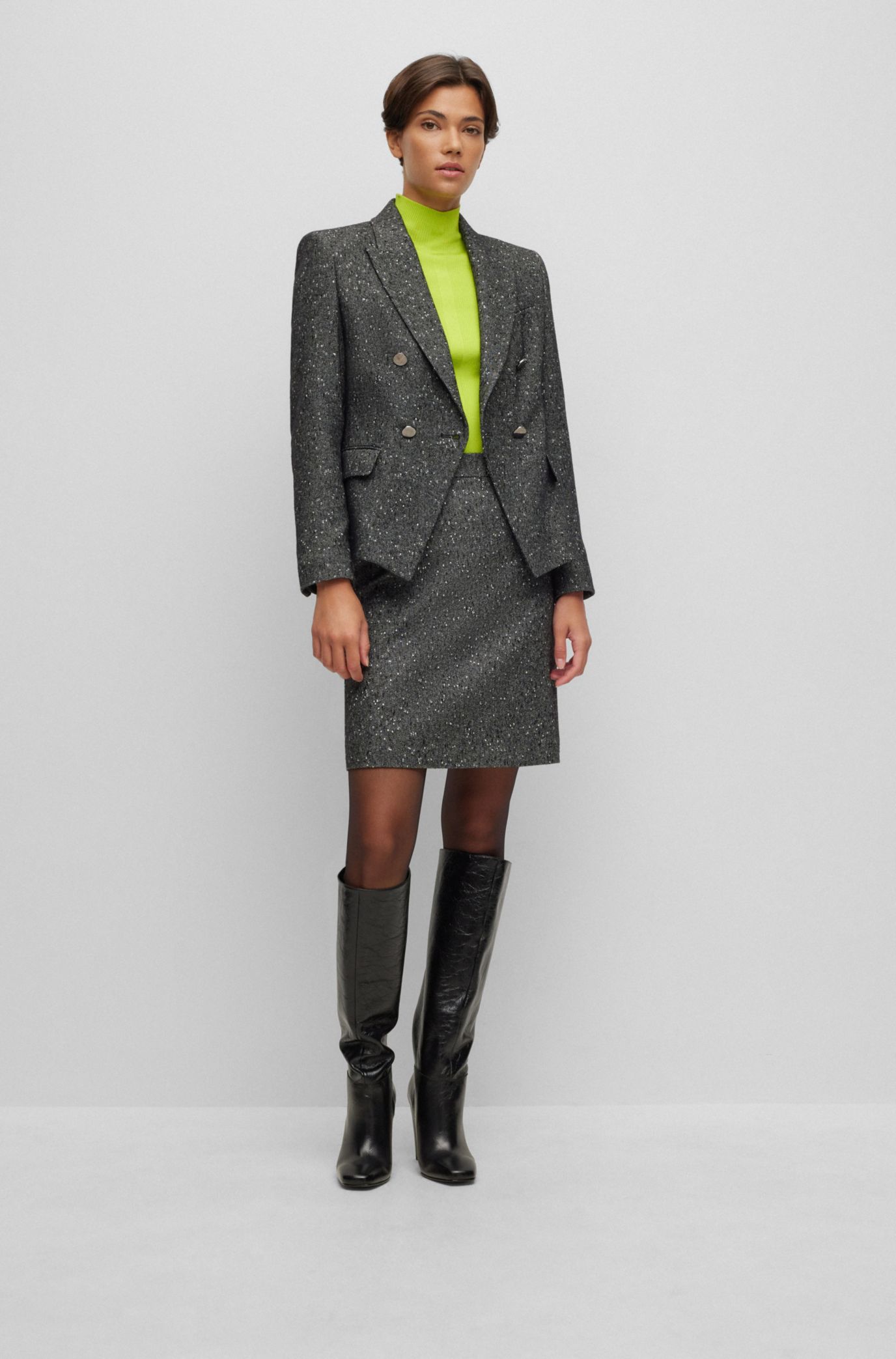 Knee length tweed on sale coat