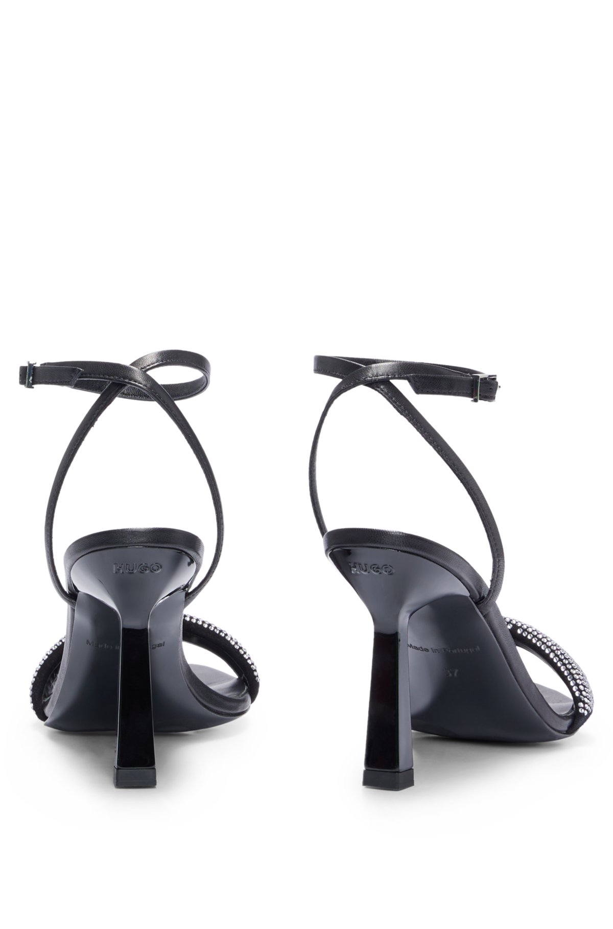 HUGO - Napa-leather sandals with crystal-embellished straps