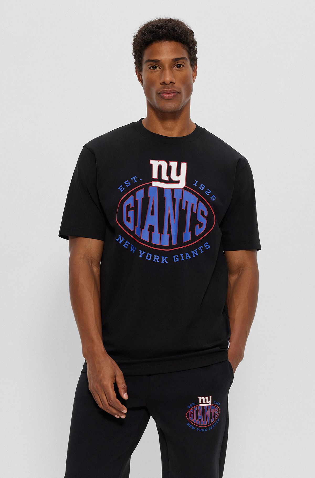  BOSS x NFL stretch-cotton T-shirt with collaborative branding, Giants