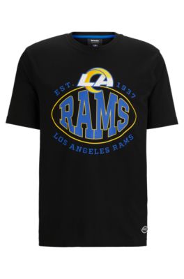 Shop Hugo Boss Boss X Nfl Stretch-cotton T-shirt With Collaborative Branding In Rams