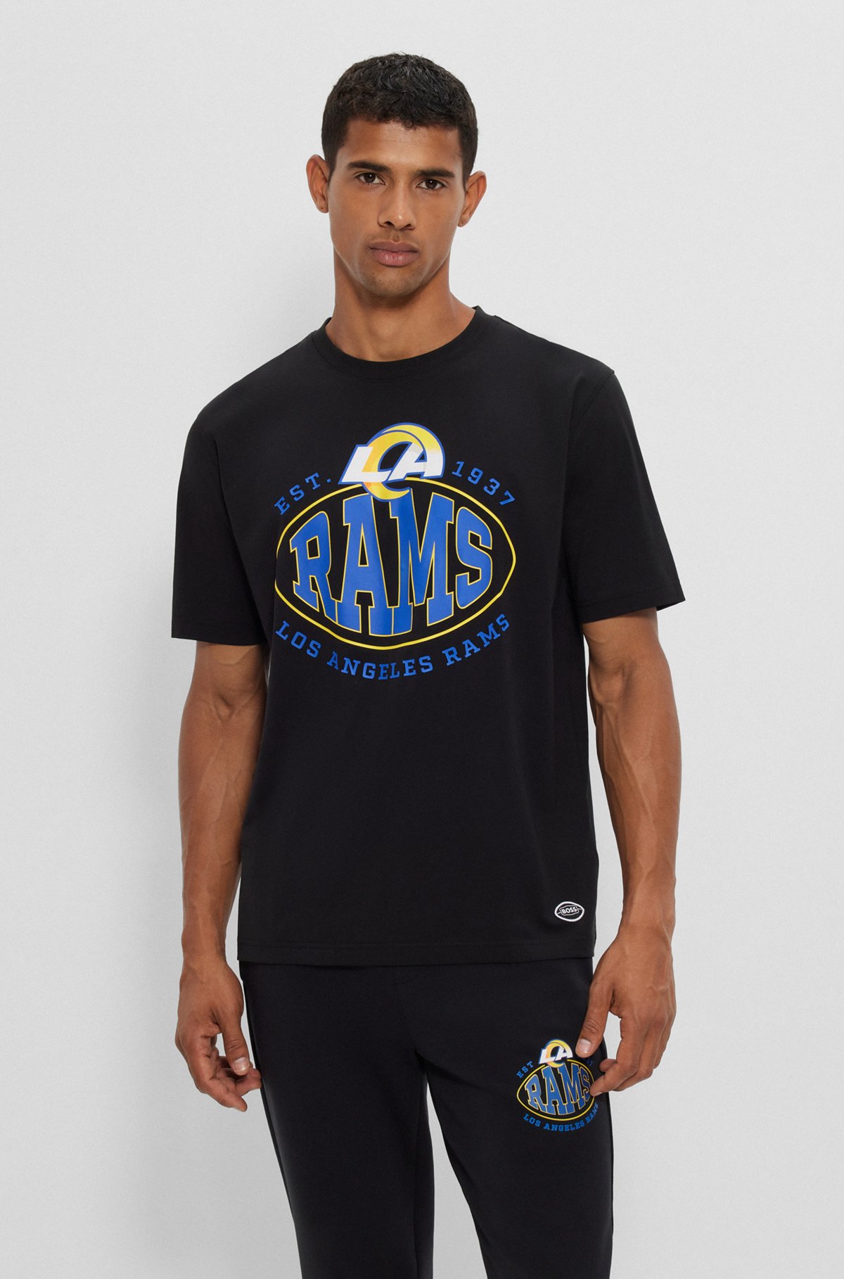  T-shirt en coton stretch BOSS x NFL avec logo du partenariat, Rams