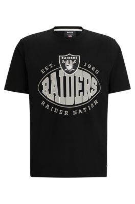 Shop Hugo Boss Boss X Nfl Stretch-cotton T-shirt With Collaborative Branding In Raiders