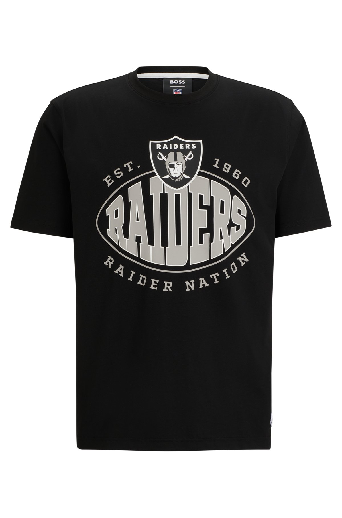 Boss x NFL Stretch-cotton T-Shirt with Collaborative branding- Raiders | Men's T-shirts Size M