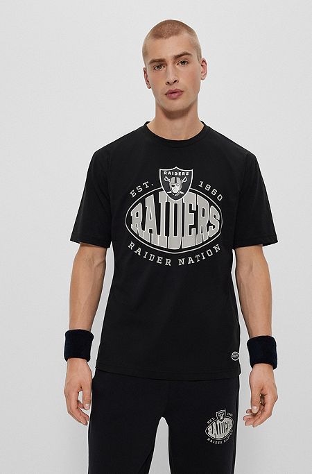  T-shirt en coton stretch BOSS x NFL avec logo du partenariat, Raiders