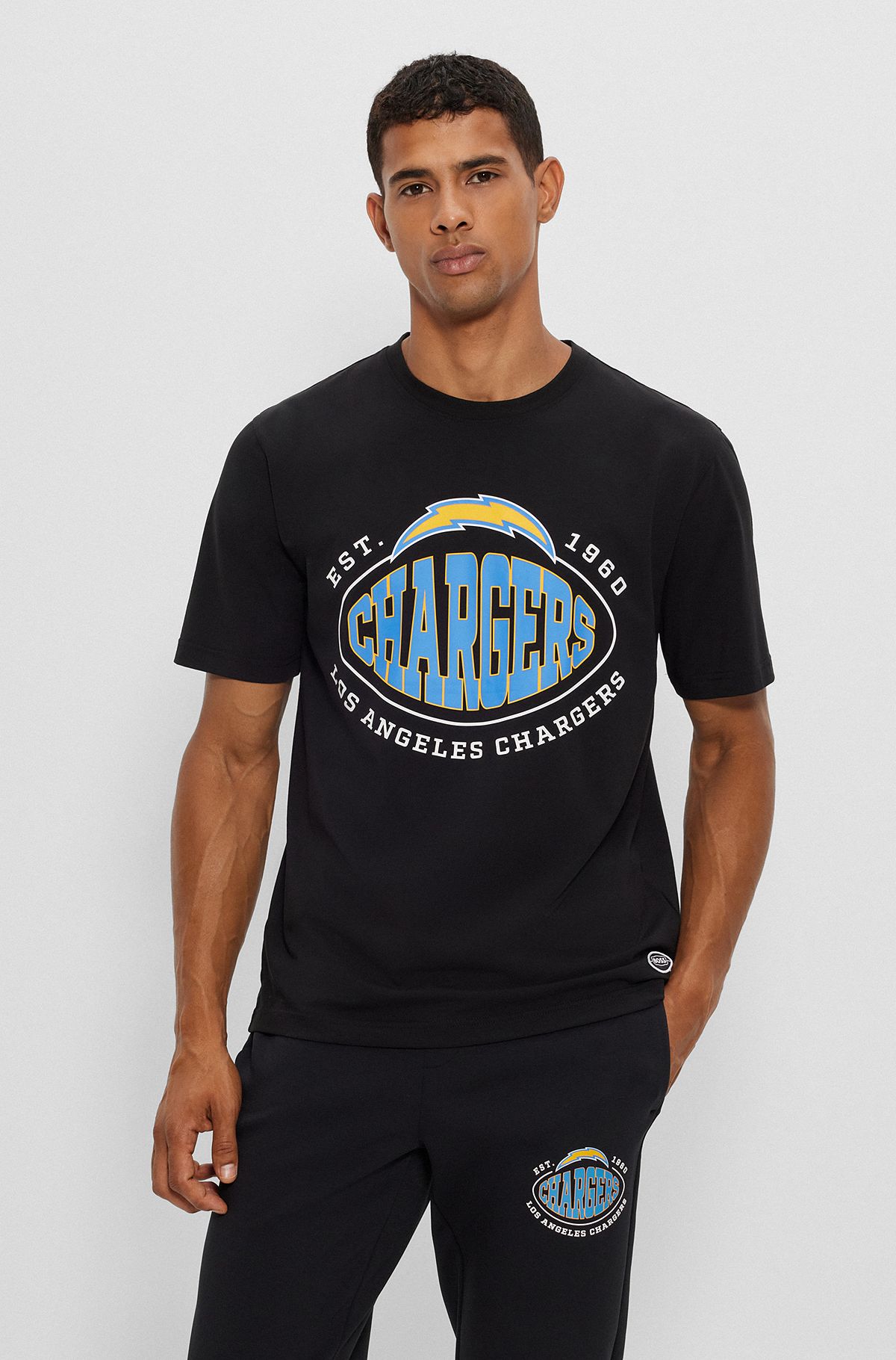  T-shirt en coton stretch BOSS x NFL avec logo du partenariat, Chargers