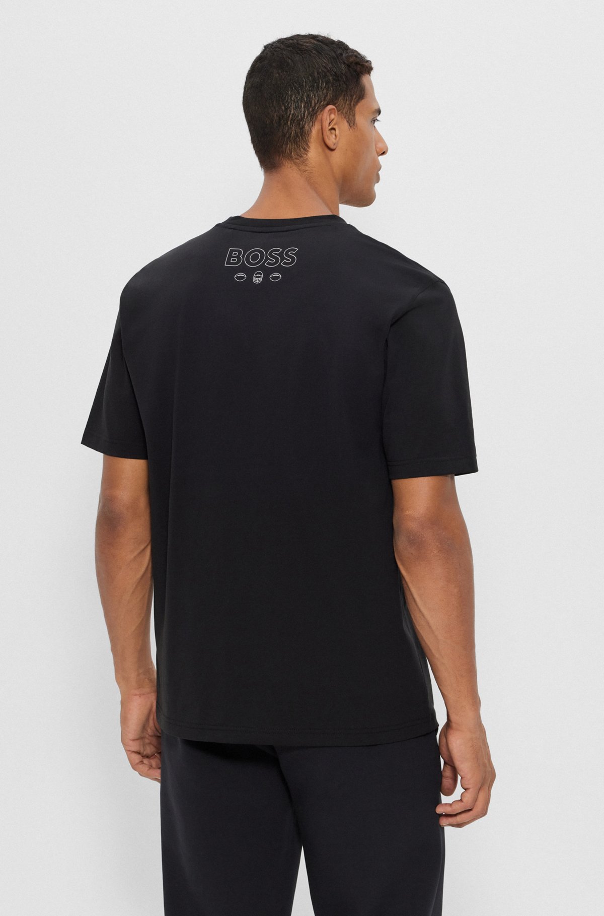  BOSS x NFL stretch-cotton T-shirt with collaborative branding, Lions