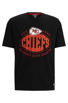 Hugo Boss Boss X Nfl Stretch-cotton T-shirt With Collaborative Branding In Chiefs