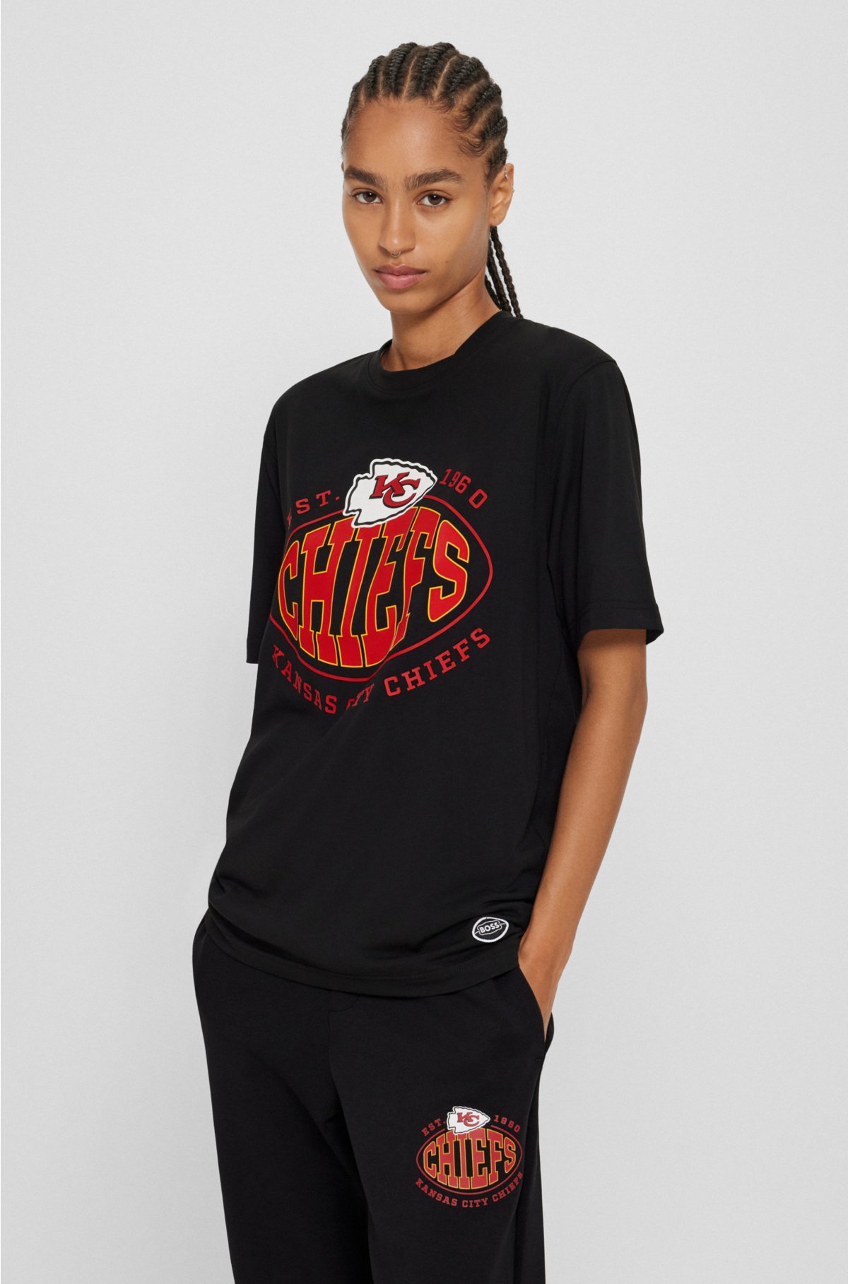  BOSS x NFL stretch-cotton T-shirt with collaborative branding, Chiefs