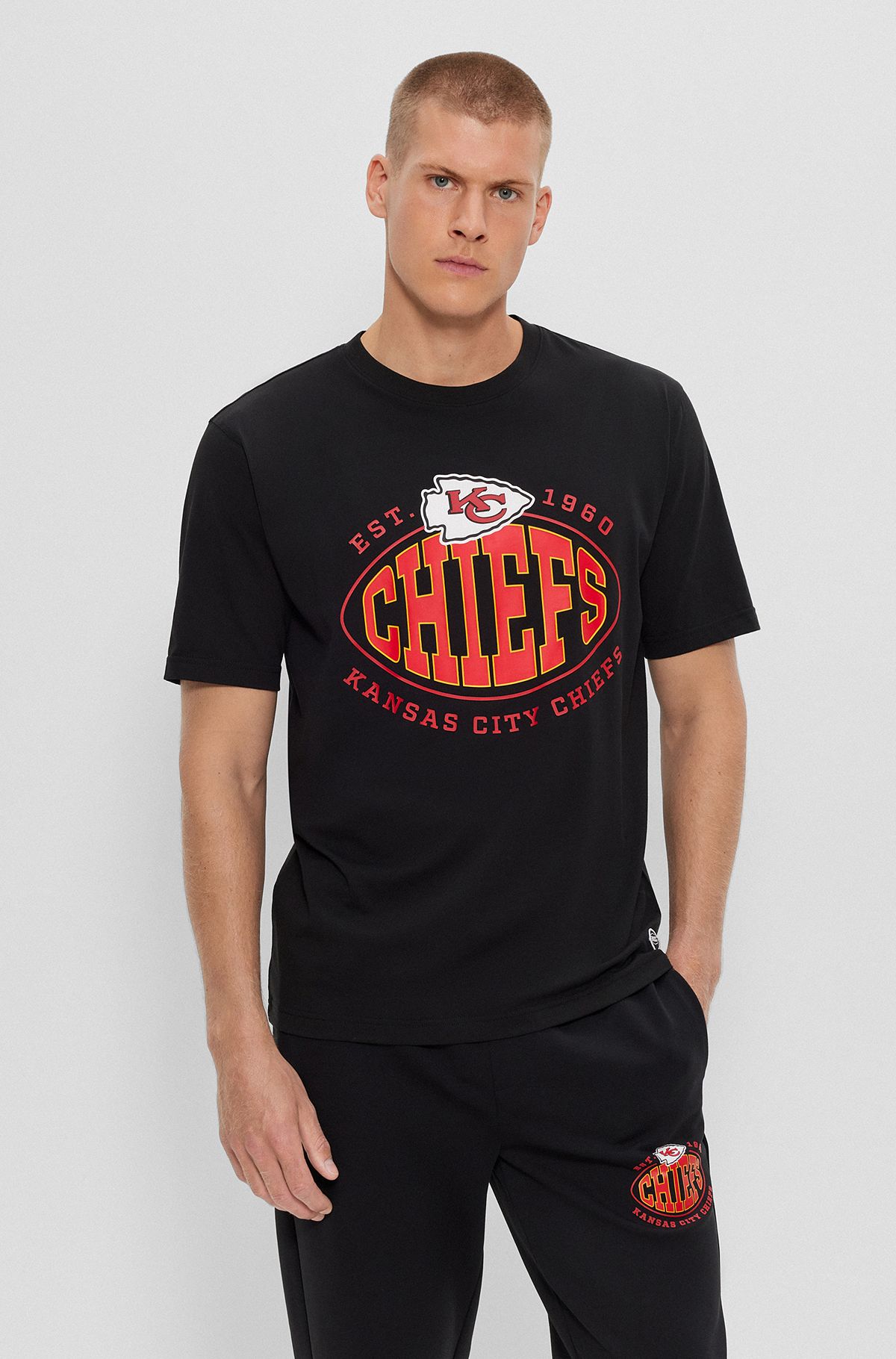  Camiseta de algodón elástico BOSS x NFL con detalle de la colaboración, Chiefs