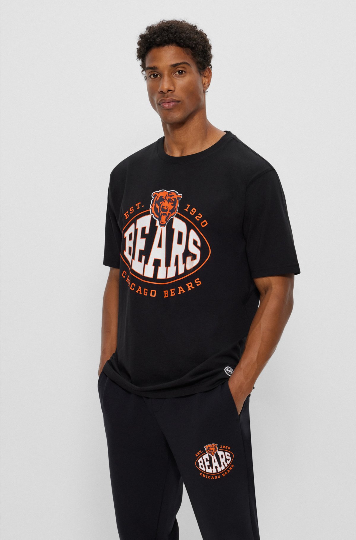  BOSS x NFL stretch-cotton T-shirt with collaborative branding, Bears