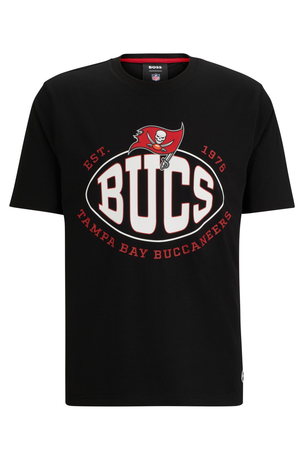  BOSS x NFL stretch-cotton T-shirt with collaborative branding, Bucs