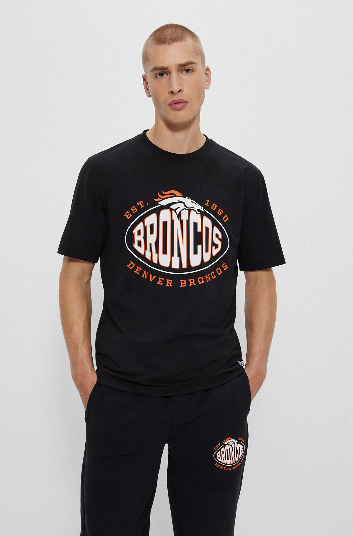  T-shirt en coton stretch BOSS x NFL avec logo du partenariat, Broncos
