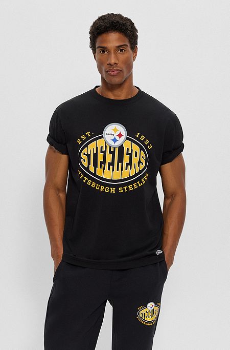 T-shirt en coton stretch BOSS x NFL avec logo du partenariat, Steelers