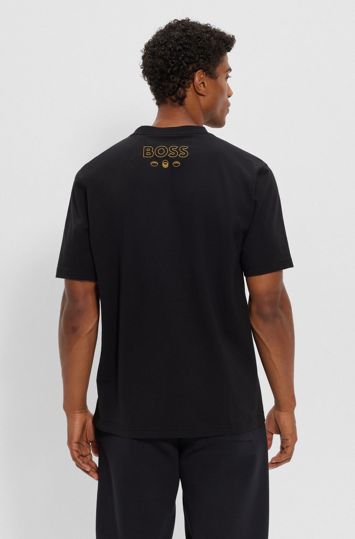  BOSS x NFL stretch-cotton T-shirt with collaborative branding, Steelers