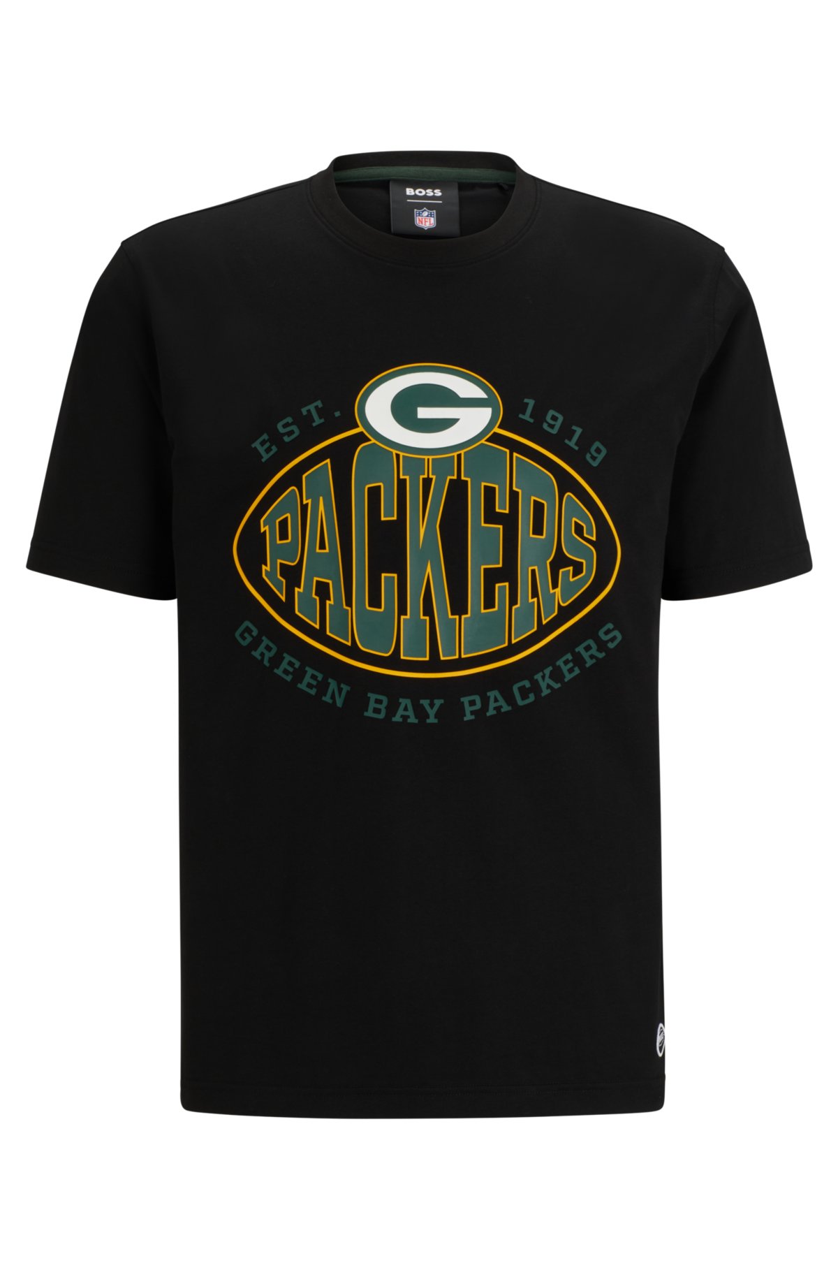 Men's Boss x NFL Black Green Bay Packers Trap T-Shirt Size: Small