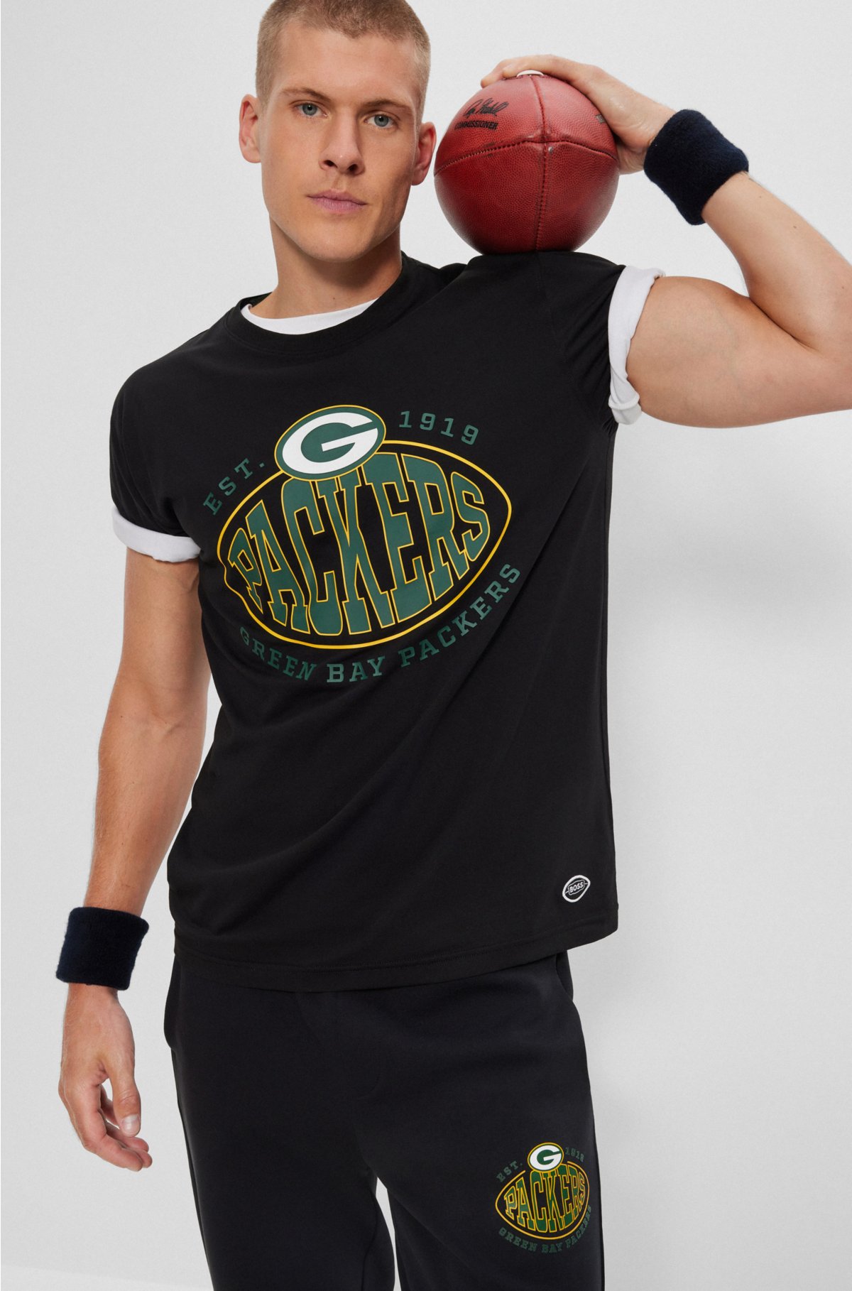  BOSS x NFL stretch-cotton T-shirt with collaborative branding, Packers