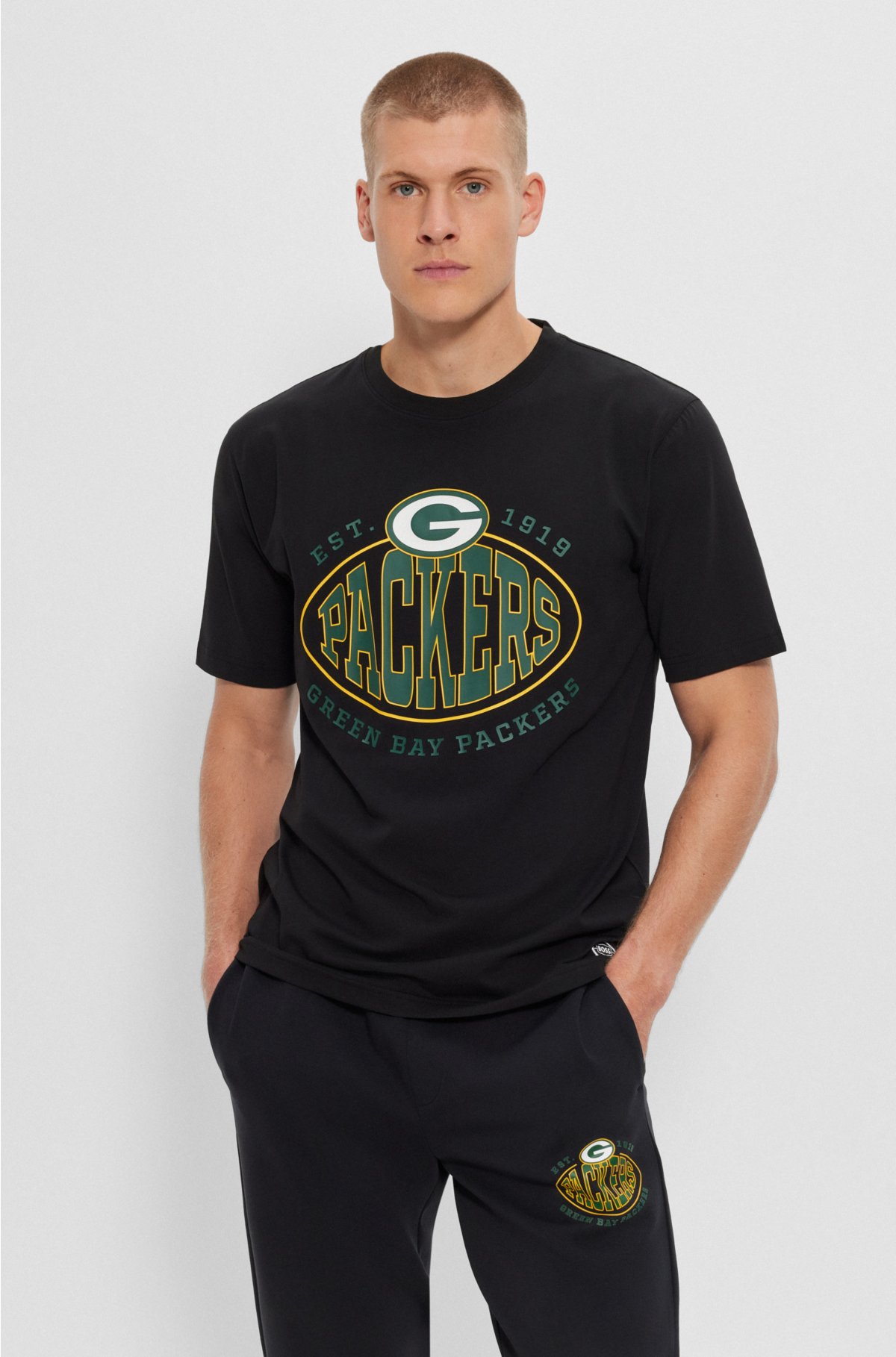  BOSS x NFL stretch-cotton T-shirt with collaborative branding, Packers