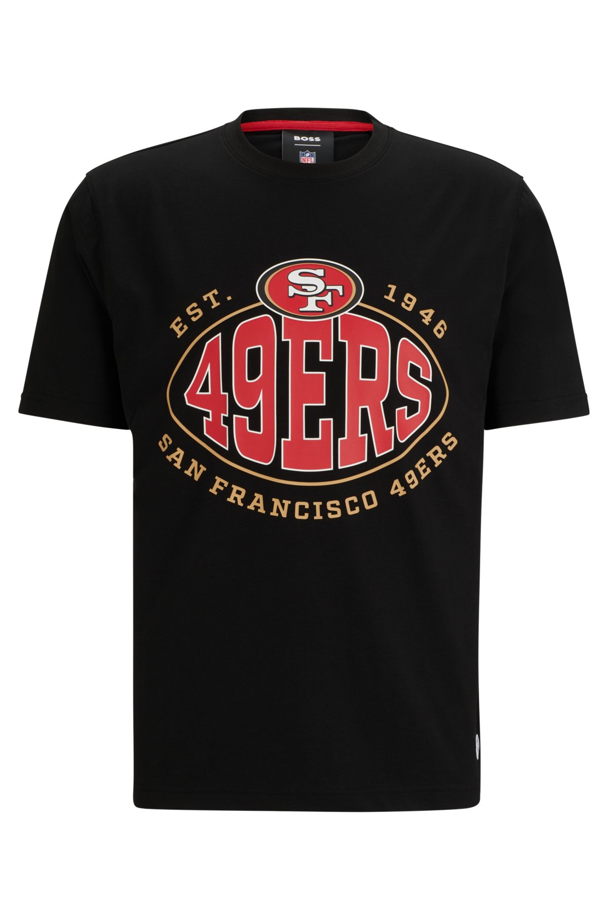  BOSS x NFL stretch-cotton T-shirt with collaborative branding, 49ers