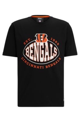 Hugo Boss Boss X Nfl Stretch-cotton T-shirt With Collaborative Branding In Bengals