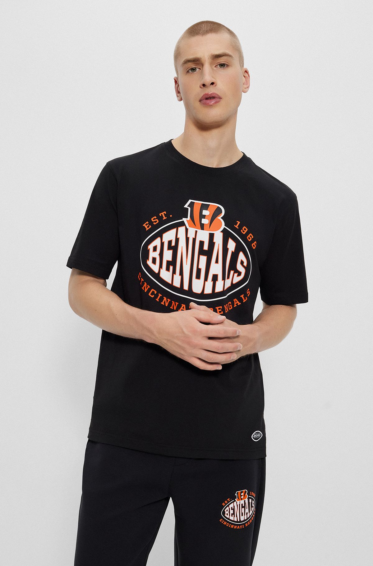  BOSS x NFL stretch-cotton T-shirt with collaborative branding, Bengals