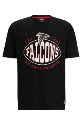Hugo Boss Boss X Nfl Stretch-cotton T-shirt With Collaborative Branding In Falcons