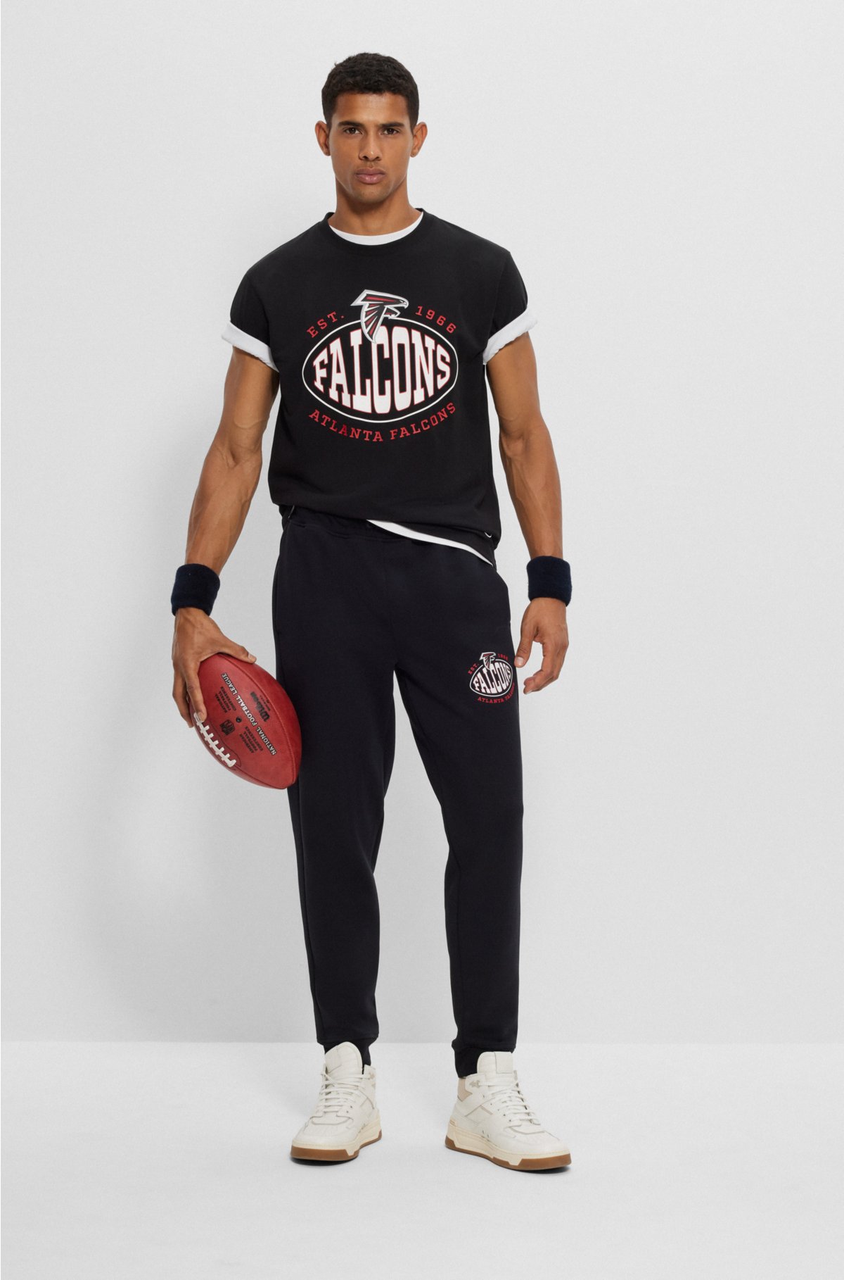  BOSS x NFL stretch-cotton T-shirt with collaborative branding, Falcons