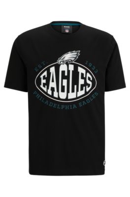 Shop Hugo Boss Boss X Nfl Stretch-cotton T-shirt With Collaborative Branding In Eagles