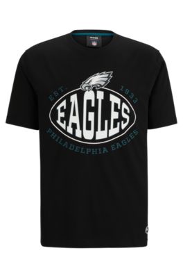 Hugo Boss Boss X Nfl Stretch-cotton T-shirt With Collaborative Branding In Eagles