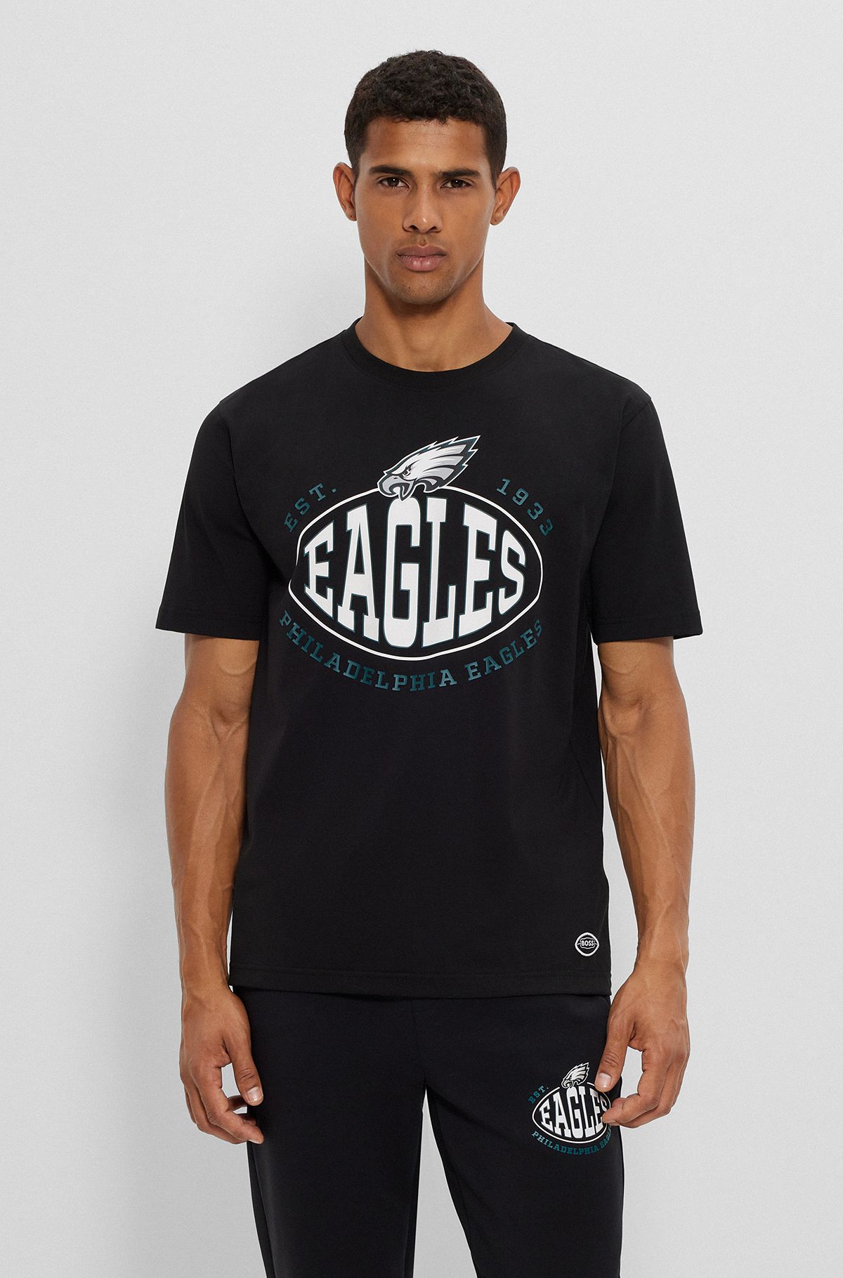  T-shirt en coton stretch BOSS x NFL avec logo du partenariat, Eagles