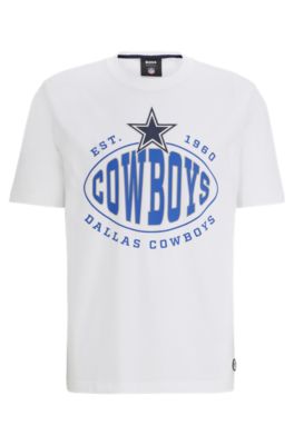 Shop Hugo Boss Boss X Nfl Stretch-cotton T-shirt With Collaborative Branding In Cowboys
