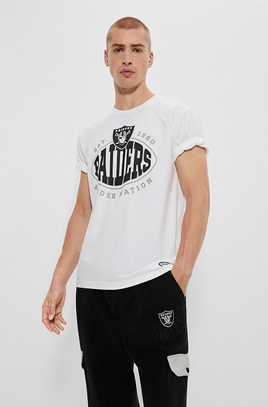  BOSS x NFL stretch-cotton T-shirt with collaborative branding, Raiders