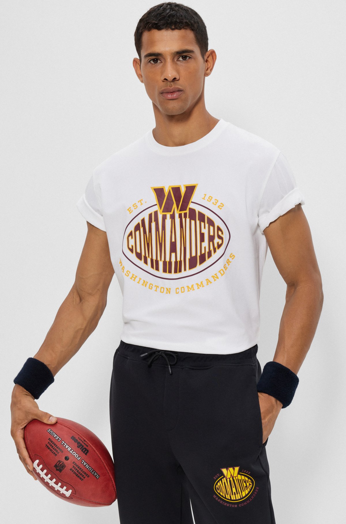  T-shirt en coton stretch BOSS x NFL avec logo du partenariat, Commanders