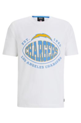 Shop Hugo Boss Boss X Nfl Stretch-cotton T-shirt With Collaborative Branding In Chargers