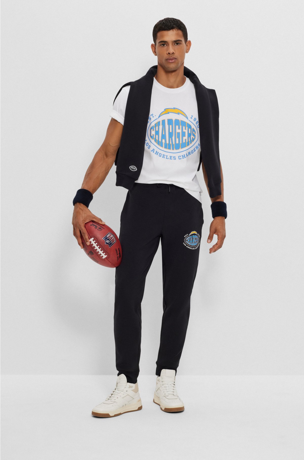  BOSS x NFL stretch-cotton T-shirt with collaborative branding, Chargers