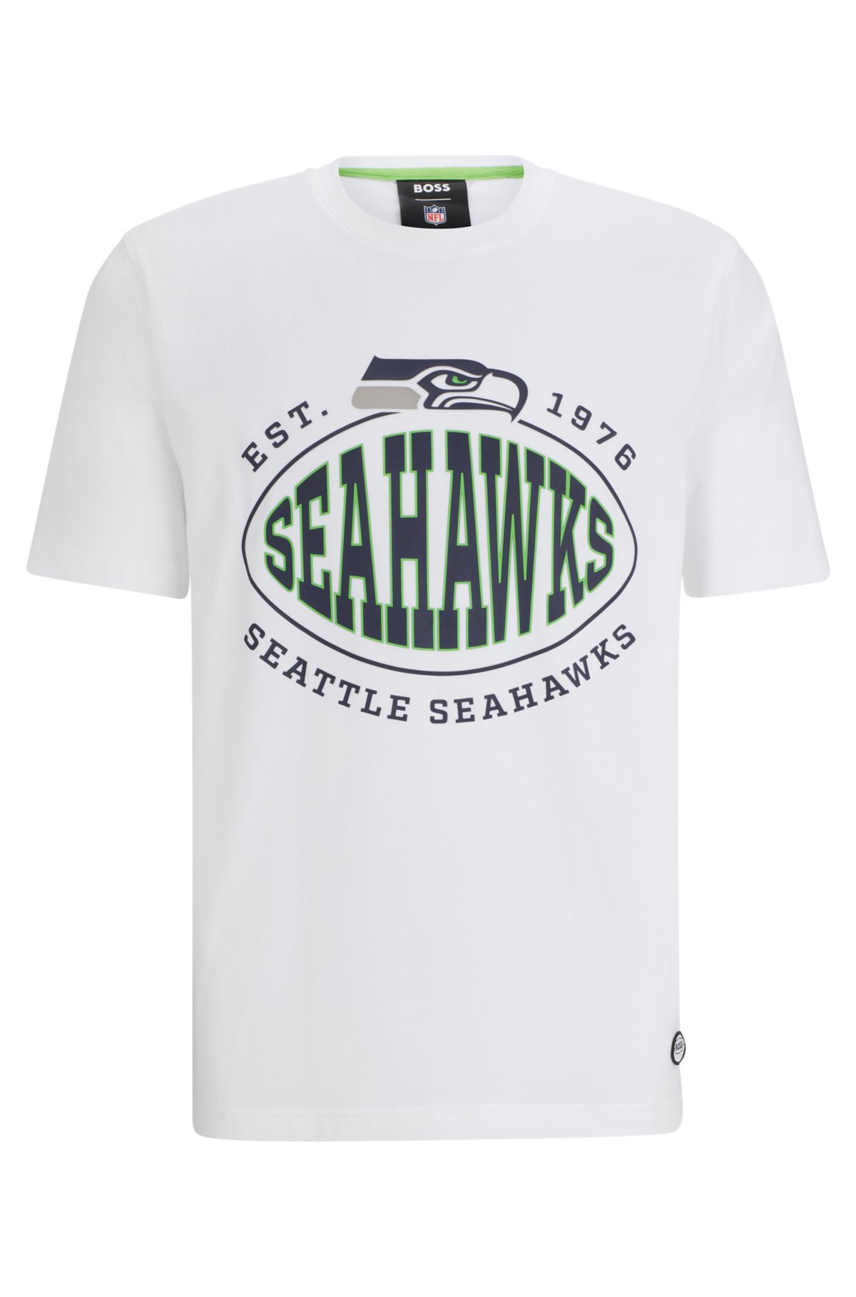  BOSS x NFL stretch-cotton T-shirt with collaborative branding, Seahawks