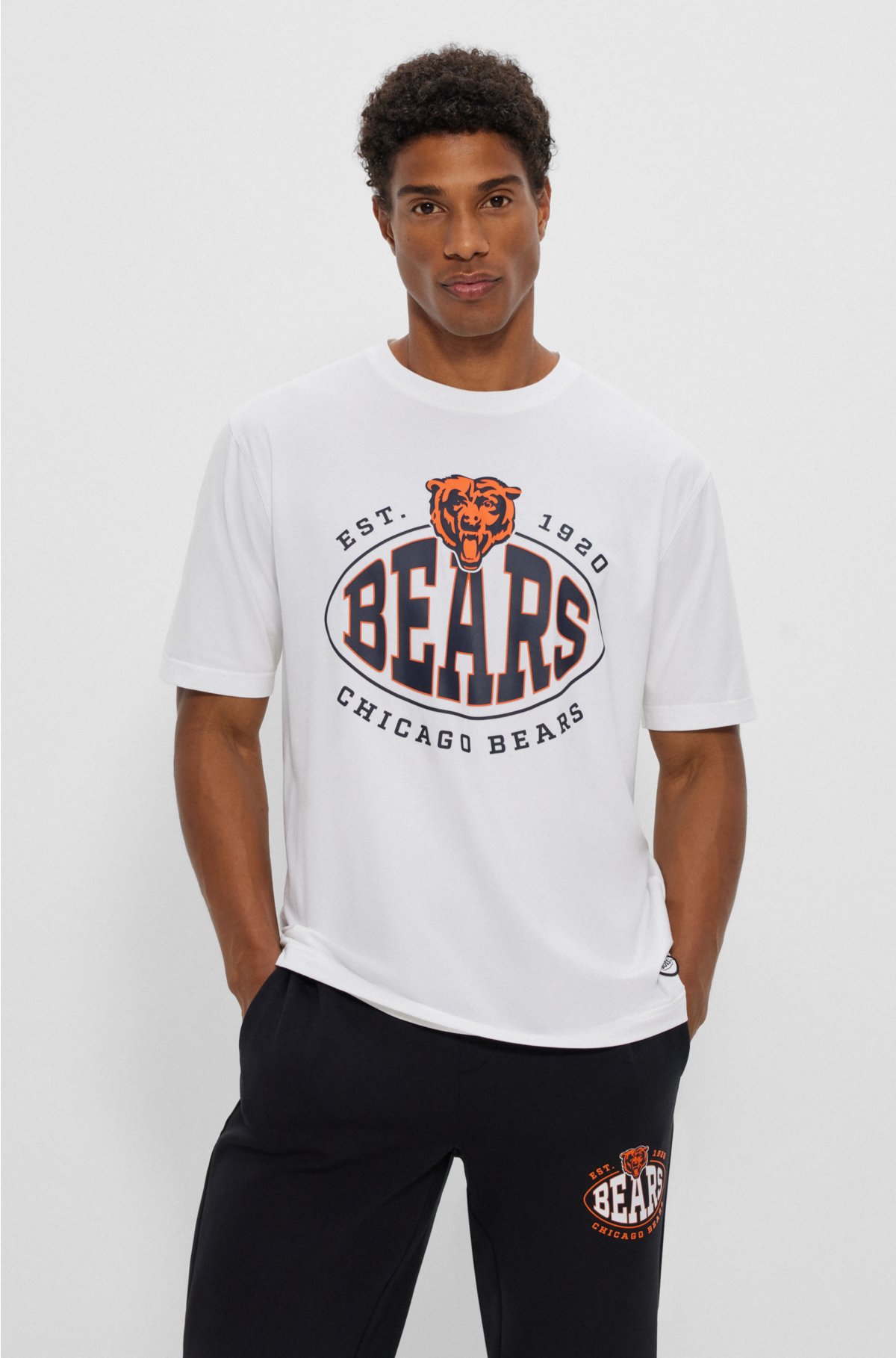  BOSS x NFL stretch-cotton T-shirt with collaborative branding, Bears